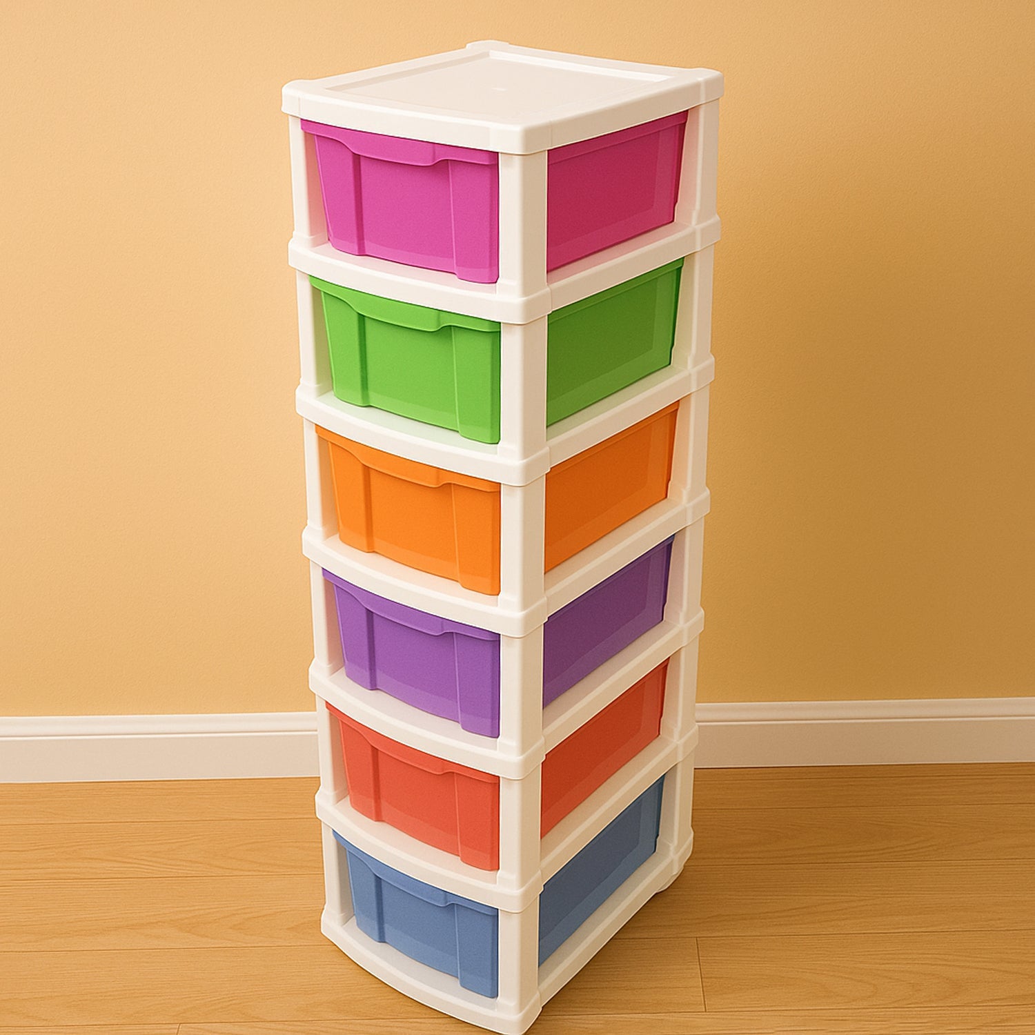 6-Layer Multi-Colored Plastic Storage Drawer Cabinet 6-Layer Multi-Colored Plastic Storage Drawer Cabinet